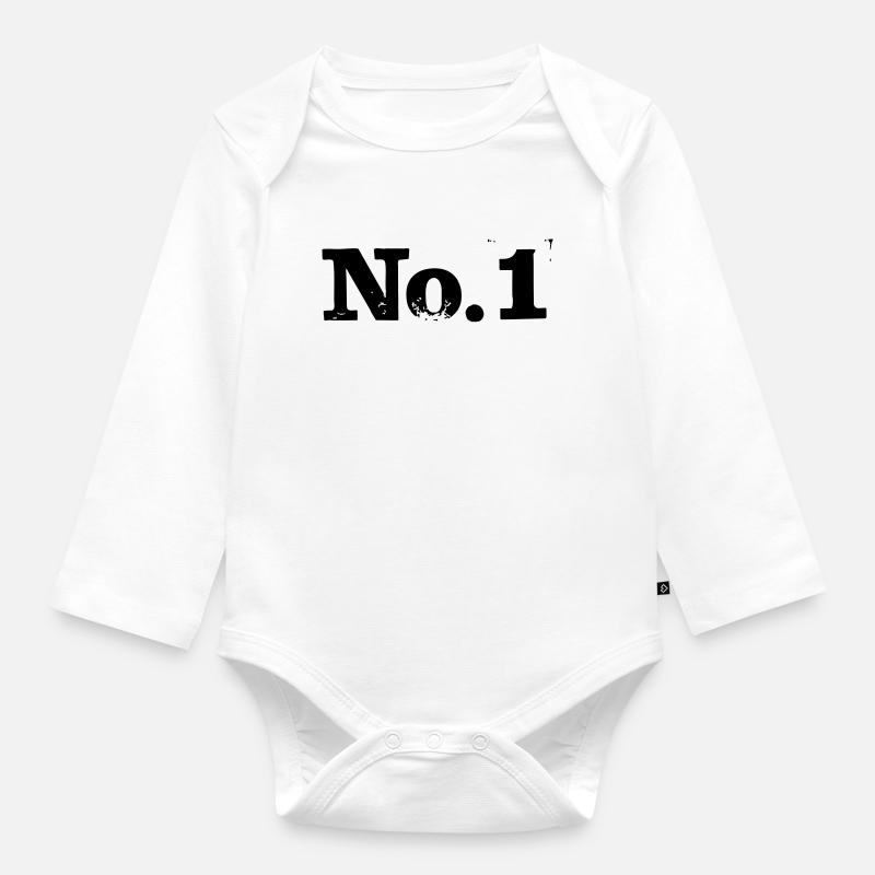 No. 1 - Nummer 1 - Baby Bio-Langarm-Body - Weiß