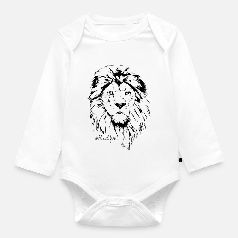 Löwe - Baby Bio-Langarm-Body - Weiß