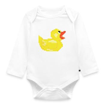 Duck duck pixel retro optics gift poison - Organic Longsleeve Baby Bodysuit - white - Front