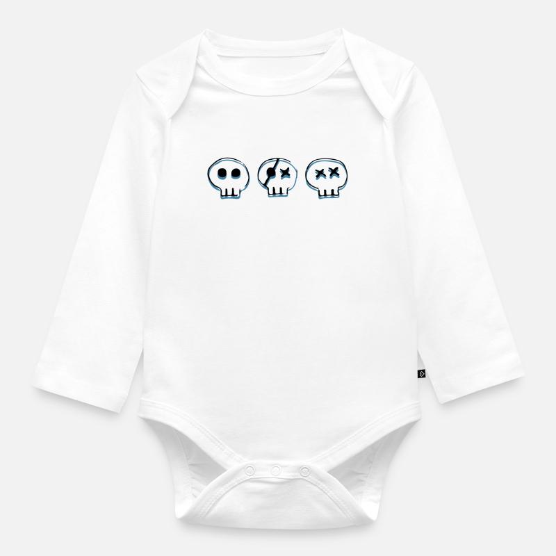Os Crânes - Body Bébé bio manches longues - blanc