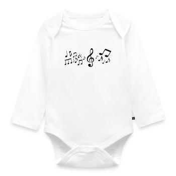 Melodie Musik Noten - Baby Bio-Langarm-Body - Weiß - Vorne