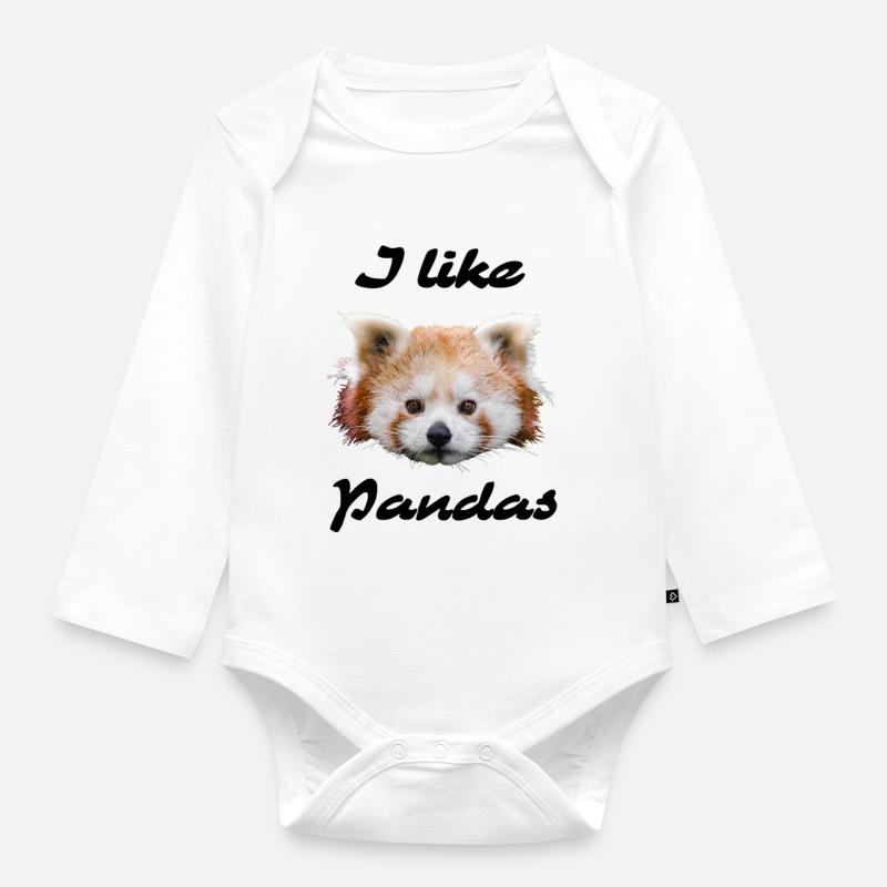 Panda - Body Bébé bio manches longues - blanc