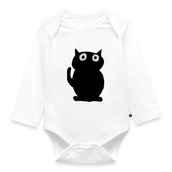 black cat - Organic Longsleeve Baby Bodysuit - white - Front