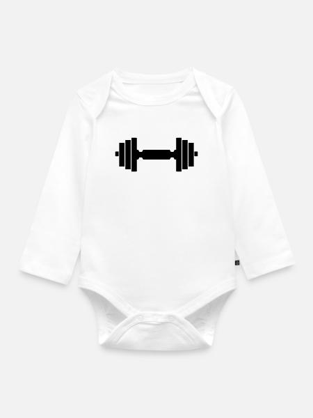 hantel - Baby Bio-Langarm-Body - Weiß