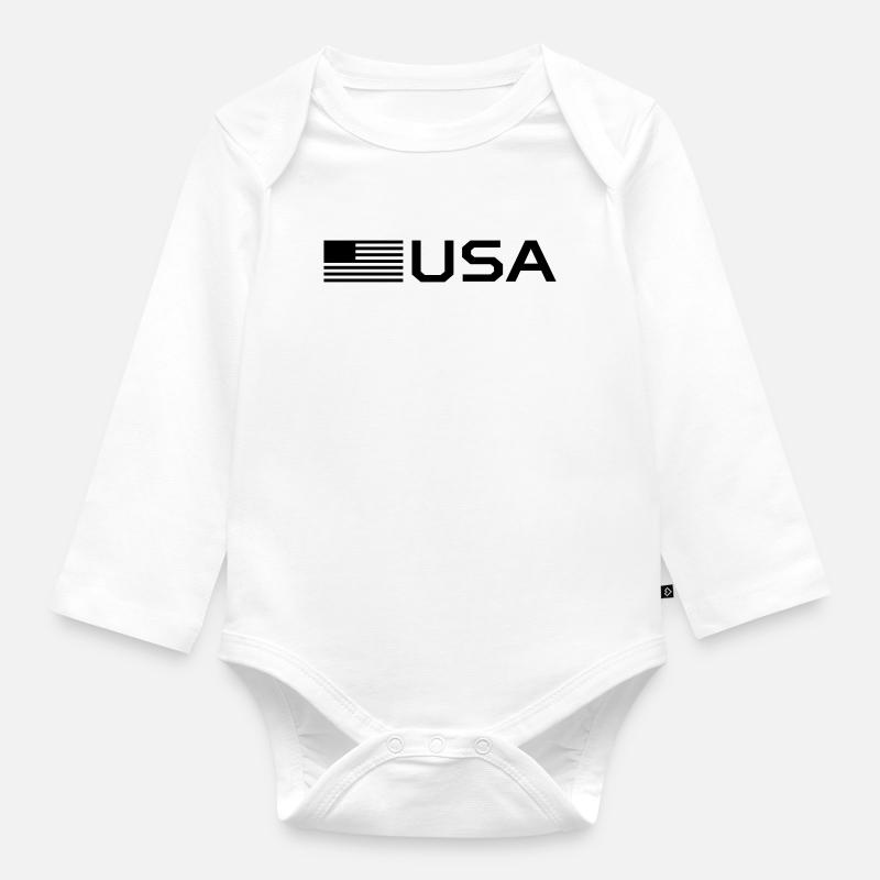 drapeau des Etats Unis - Body Bébé bio manches longues - blanc