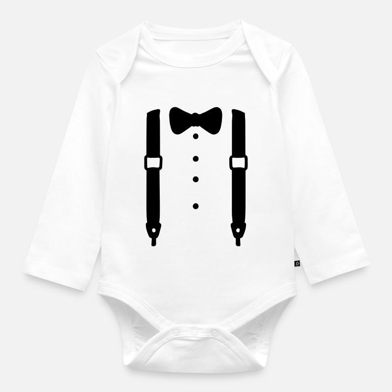 Bretelles - Body Bébé bio manches longues - blanc