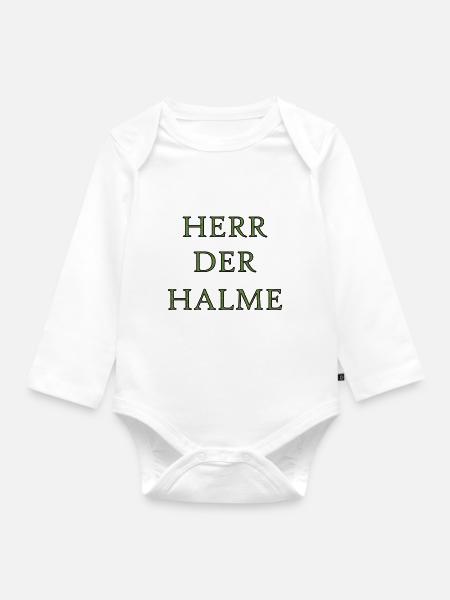 Herr der Halme Gartenarbeit Rasen Rasenfreak Mähen - Baby Bio-Langarm-Body - Weiß