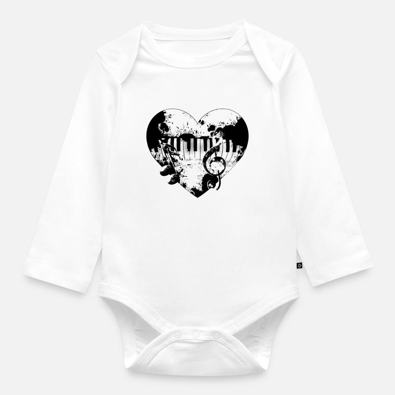 Keyboard Herz - Baby Bio-Langarm-Body - Weiß