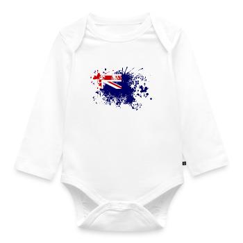 Australien Flagge Farbspritzer Down Under - Baby Bio-Langarm-Body - Weiß - Vorne
