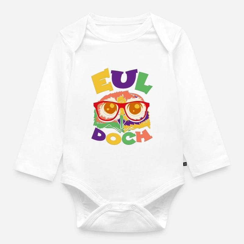EUL doch - Eule mit Brille - Baby Bio-Langarm-Body - Weiß