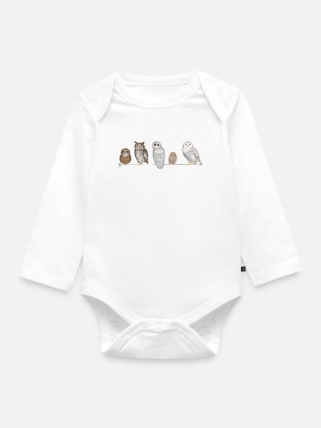 Eulen Freunde - Baby Bio-Langarm-Body - Weiß