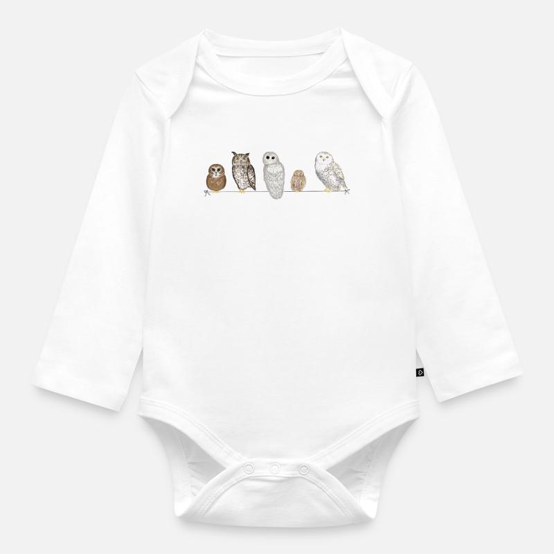 Eulen Freunde - Baby Bio-Langarm-Body - Weiß
