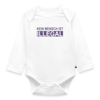 Kein Mensch ist Illegal - Baby Bio-Langarm-Body - Weiß - Vorne