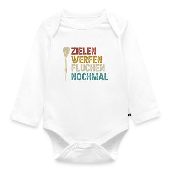 Dart Zielen werfen fluchen nochmal Dartpfeil - Baby Bio-Langarm-Body - Weiß - Vorne