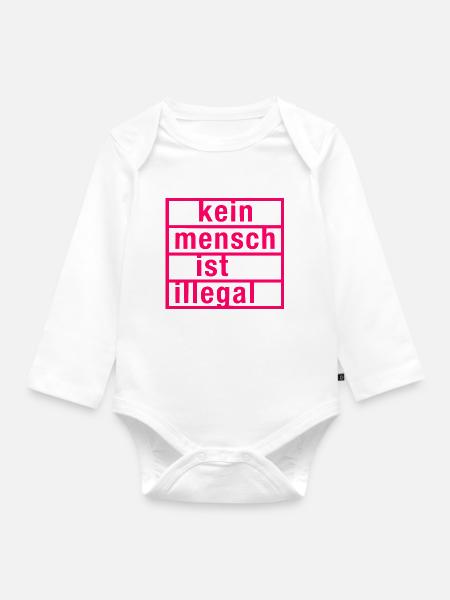kein mensch ist illegal - Baby Bio-Langarm-Body - Weiß