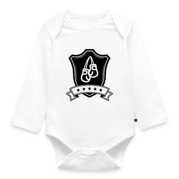 Boxing Boxing Gloves Shield - Organic Longsleeve Baby Bodysuit - white - Front