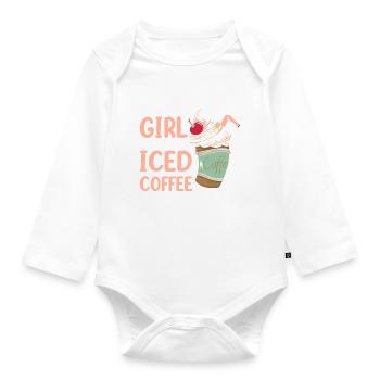 Just A Girl Who Loves Iced Coffee - Baby Bio-Langarm-Body - Weiß - Vorne