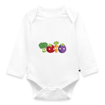 Team Veggie Vegetarian Vegan Veganism - Baby Bio-Langarm-Body - Weiß - Vorne