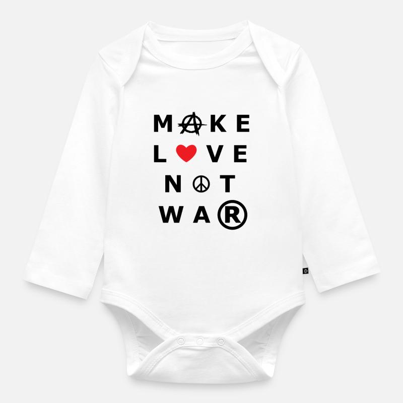 make love not war - Baby Bio-Langarm-Body - Weiß