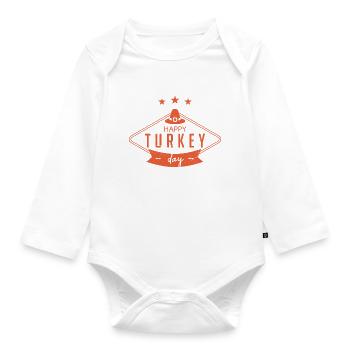 Happy Turkey Day | Thanksgiving - Body Bébé bio manches longues - blanc - Devant