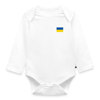 Slava ukraini - Baby Bio-Langarm-Body - Weiß - Vorne