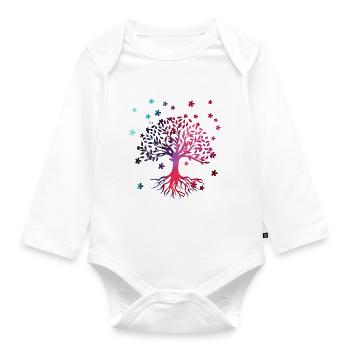 Baum des Lebens ,Lebensbaum,blumen,bunt,graffiti - Baby Bio-Langarm-Body - Weiß - Vorne