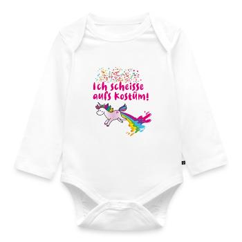 Ich scheisse aufs kostüm,einhorn,karneval - Baby Bio-Langarm-Body - Weiß - Vorne