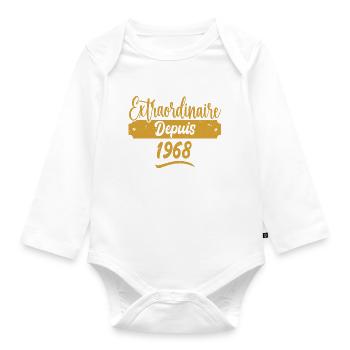 Extraordinaire Depuis 1968 | Cadeau Anniversaire - Body Bébé bio manches longues - blanc - Devant