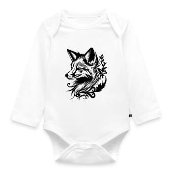 Cunning fox in tattoo ink - Organic Longsleeve Baby Bodysuit - white - Front