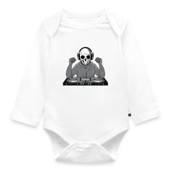 DJ Skull Face - Organic Longsleeve Baby Bodysuit - white - Front