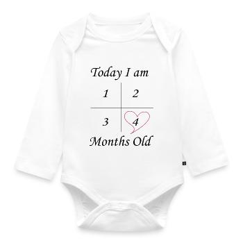 4 Monate altes Herz - Baby Bio-Langarm-Body - Weiß - Vorne