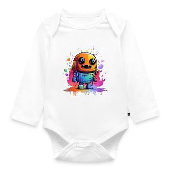 Drôle de robot - Body Bébé bio manches longues - blanc - Devant