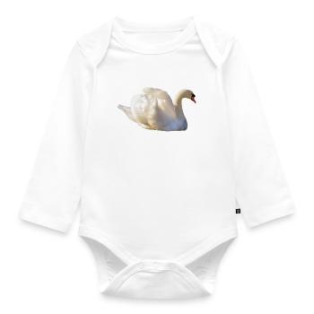 Swan Swimming, Natural, Golden Hour - Organic Longsleeve Baby Bodysuit - white - Front