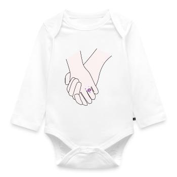Se tenir la main Journée du mercredi - Body Bébé bio manches longues - blanc - Devant
