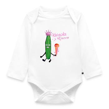 karaoke Queen,karaoke,mikrofon,sterne,Gurke - Baby Bio-Langarm-Body - Weiß - Vorne