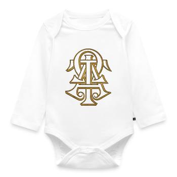 Ich bin Alpha und Omega Jesus Christus Hoffnung Religiös - Baby Bio-Langarm-Body - Weiß - Vorne