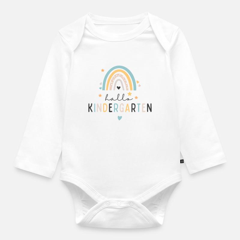 Kitakind Kindergartenkind 2024 Regenbogen - Baby Bio-Langarm-Body - Weiß