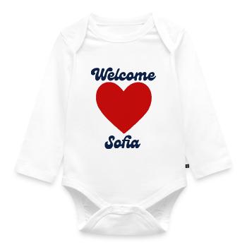 Sofia willkommen - Baby Bio-Langarm-Body - Weiß - Vorne