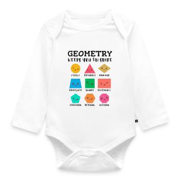 Geometrie hält Sie in Form, geometrische Formen - Baby Bio-Langarm-Body - Weiß - Vorne