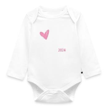 Ich werde große Schwester 2024 Herz Loading Süß - Baby Bio-Langarm-Body - Weiß - Vorne