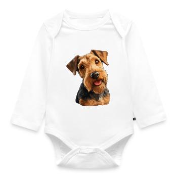 Welsh Terrier - Organic Longsleeve Baby Bodysuit - white - Front