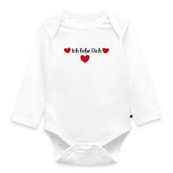 rotes Herz rot Herzen rot Herz - Baby Bio-Langarm-Body - Weiß - Vorne
