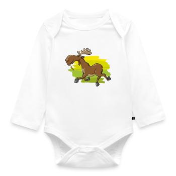 Lustiger Elch - Baby Bio-Langarm-Body - Weiß - Vorne