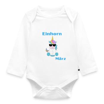 Einhorn - Baby Bio-Langarm-Body - Weiß - Vorne