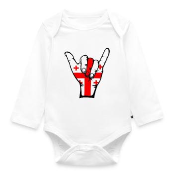 Georgia Flag Surfing Icon - Organic Longsleeve Baby Bodysuit - white - Front