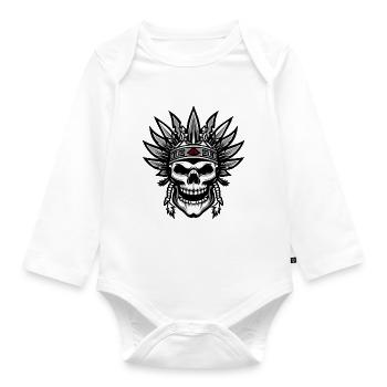 Chief Apache Skull Indian - Organic Longsleeve Baby Bodysuit - white - Front