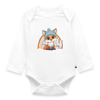 4. Geburtstag Fuchs Regenbogen Süß Niedlich - Baby Bio-Langarm-Body - Weiß - Vorne
