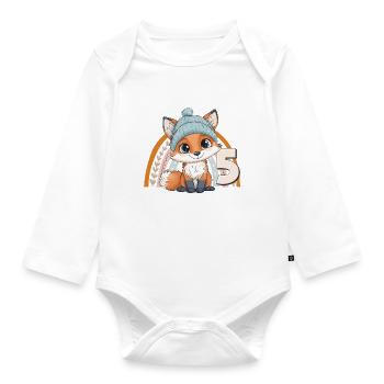 5. Geburtstag Fuchs Regenbogen Süß Niedlich - Baby Bio-Langarm-Body - Weiß - Vorne