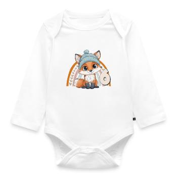 6. Geburtstag Fuchs Regenbogen Süß Niedlich - Baby Bio-Langarm-Body - Weiß - Vorne