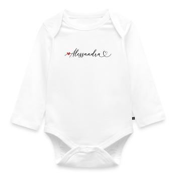 Alessandra Last name First name Calligraphy heart - Organic Longsleeve Baby Bodysuit - white - Front